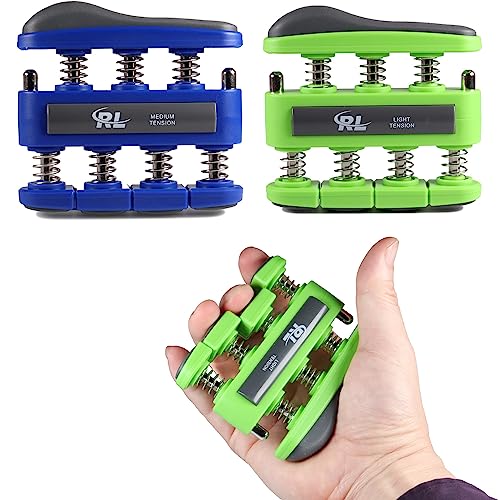 Finger Strengthener Grip, Finger Exerciser & Hand Strengthener, Workout Equipment for Musician, Rock Climbing and Therapy, Hand strengthening rehab - 2 Pack - color: Light & Medium