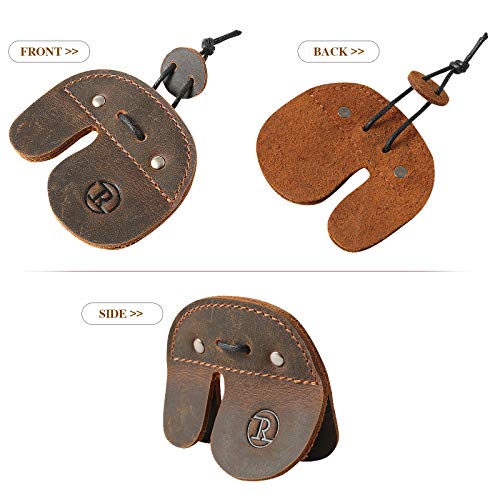 Leather Archery Finger Tabs,Handmade Archery Finger Guard for Shooting Practice Gear, Recurve Bow Fingers Tab - color: Bourbon Brown