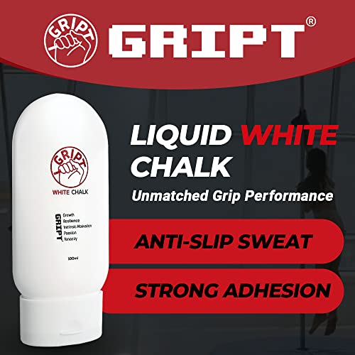 GRIPT Liquid Chalk Hand Grip Gym Pole Dance Weightlifting Rock Climbing Bouldering Gymnastics Crossfit Mess Less Sweat Resistant Long Lasting Professional Gel Chalk 100ml - color: Hand Chalk - Gym, Rock climbing, Crossfit