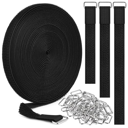 Nettbe 0.75" x39.4ft Hook and Loop Straps with 60 Buckles Adjustable Cut-to-Length Cable Ties - Reusable Nylon Fastening Tape Cable Straps for Storage or Organization (0.75in x 39.4ft) - size: 0.75in x 39.4ft