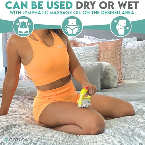 COZLOW - MyoRelease Lymphatic Drainage Massager - Yellow - Handheld Fascia Release + Scar Tissue Massage Roller for Shoulder, Neck, Belly, Thigh, Leg, Back, Glutes - Helps Reduce Cellulite Appearance - color: Yellow