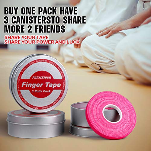 FRESINIDER Finger Tape - Strong Athletic Tape | 0.3” x 45 Feet (9 Pack) Tin Set | No Sticky Residue | for Rock Climbing, BJJ Jiu Jitsu, Grappling, Judo, MMA, Rock Climbing and Martial Arts (Pink) - color: Pink