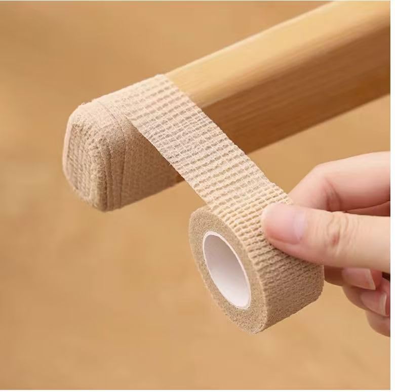 12pc-1 Inch Wide Skin Colour Elastic Self- Adhesive Bandage Finger Tape,Bandage Wrap for Wrist and Ankle,Chair and Table Legs to Reduce Friction and Noise - color: Skin Colour 12pcs