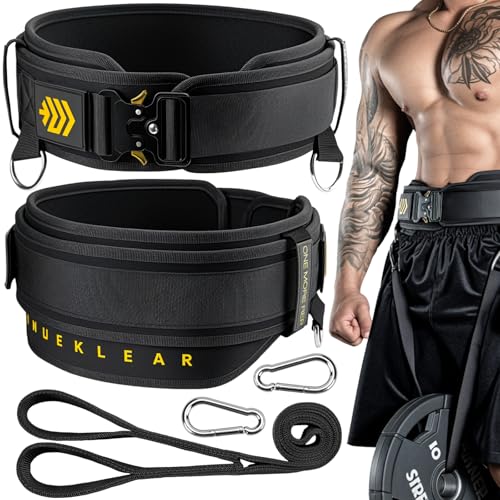 MANUEKLEAR 2-in-1 Weightlifting Belt & Dip Belt with 36.7 IN Rope, Double-Layer Weight Lifting Belts, Powerlifting Gym Weighted Belt for Pull Up Squat - color: Midnight Black, size: S(26-29in)