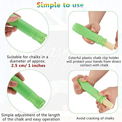 Outus 5 Pieces Sidewalk Chalk Holders Railroad Chalk Holder Jumbo Plastic Adjustable Clip for Kids Teachers Students Back to School Office Classroom (Bright Colors)