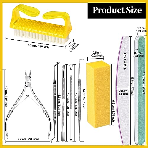 FANDAMEI Nail Care Set, Nail Files 100/180, Nail Buffer Block, Cuticle Tools, Nail Cuticle Nippers, Cuticle Trimmer, Cuticle Pusher, Manicure & Pedicure Kits, Toenail File, Yellow - color: L-yellow