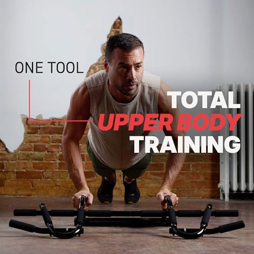 SPRI Pull Up Bar - 8-Grip and 12-Grip Door Frame Mounting Pull-Up Bar for Versatile Workouts - Rugged Steel Frame with Foam Handles - Supports 300 Pounds - Fits Door Frames Up to 32 in. Wide – Black - size: 12 Grip