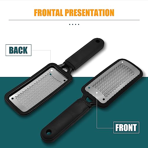 Foot Files Callus Remover 2 Pcs Stainless Steel Professional Pedicure Foot Rasp and Dual Sided Scrubber Foot Care Tools to Removes Hard Skin Corns for Dry and Wet Fee - style: 2 X Foot Files&rasp