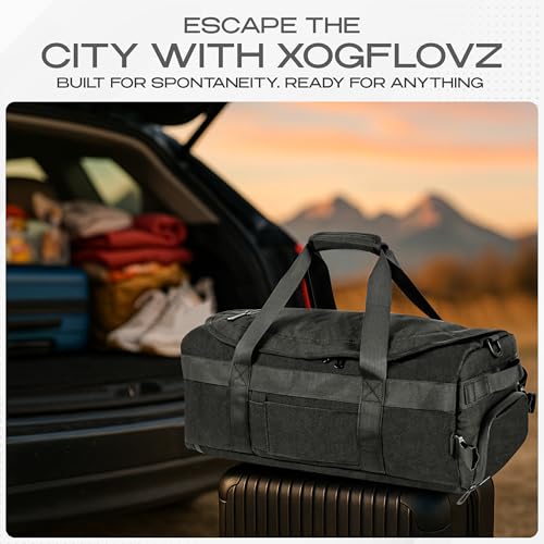 3-in-1 Duffle Bag Backpack with Shoe & Laptop Pocket, Cup Holder, Ventilated Gym & Travel Bag (Black) - color: Black
