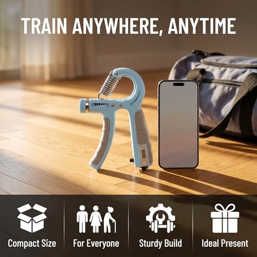Queenrain Adjustable Hand Grip Strengthener with Counter, 10-100KG Adjustable Wrist & Forearm Exerciser for Athletes, Rock Climbing, Guitar, Physical Therapy, Compact Grip Strengthener for Home, Office, Travel