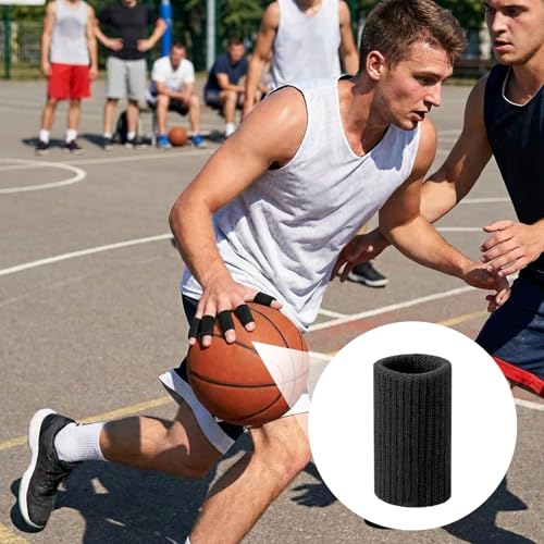 TIESOME 20 Pcs Finger Sleeves for Arthritis, Black | Elastic Finger Compression Sleeves Thumb Splint Support, Breathable Pain Relief Protector for Tendon, Joint and Arthritis