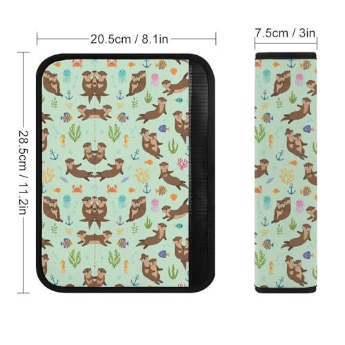 2PCS Breathable Car Seat Belt Pad for Elderly Support, Stroller Pushchair High Chair, Sea Otters Seat Belt Cushion, Anti-Slip Pad - color: Pattern 400