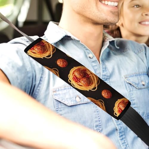 Soft Padded Car Seat Straps Shoulder Pads for Elderly Support, All Vehicles, 1 Pair Italian Pasta Tomato Spaghetti Shoulder Protector Anti-Slip Pad - color: Pattern 1014