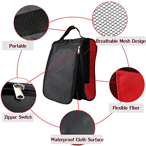 Outdoor Golf Shoes Bags Travel Shoes Bags Zippered Sport Shoes Bag (Red) - color: Red