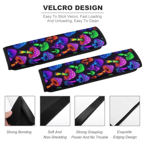 Universal Soft and Comfortable Seat Belt Cover for Adults and Children, Most Cars, 2 Pack Trippy Mushrooms Seat Belt Covers Cushion Neck and Shoulder Support - color: Pattern 775