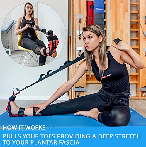 Fitness Foot and Leg Stretcher for Plantar Fasciitis, Improve Strength, Balance Stretches and Achilles Tendonitis, Stretch Loops for Hamstring, Quad, and Calf Pain Relief (Blue) - color: Blue