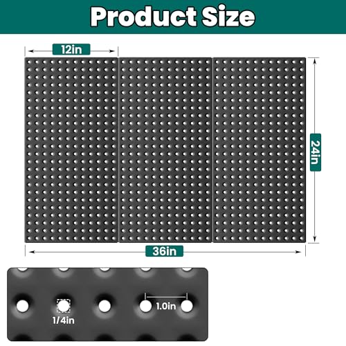 EVERHANGER Metal Pegboard Panels 24" x 12", Heavy Duty Steel Peg Boards for Garage, Pegboard Wall Organizer for Tool Storage and Organization, Black, 3 Pack - size: 3 Pack 24" x 12"