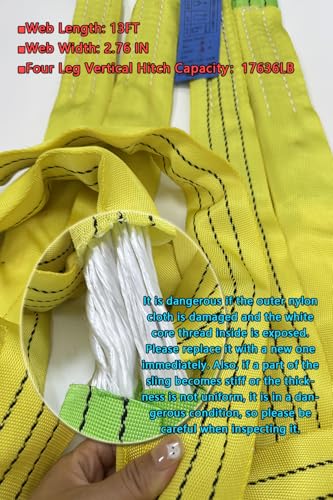 Four Leg Bridle Web Sling 13ft 17636lb Web Slings Belt Type with Hook 4.0 m 8000 kg Light Weight and Flexible Capacity Steel Sling[4leg 8.0t 4m] (4leg-8t-4m) - size: 4leg-8t-4m