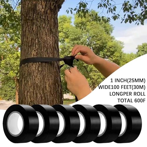 6 Pack Black Flagging Tape, Non-Adhesive Plastic Ribbon Neon Marking Roll | 1"*600ft, Marking Tape for Tree Marking, Hunting, Boundaries and Hazardous Areas,Trail Marking - color: Black