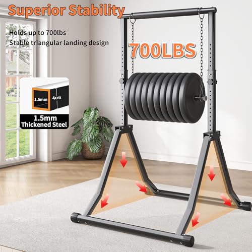 Foldable Pull Up Bar Station 66.1''-84.6'' Power Tower - color: 66"-85" with Assistance Bands