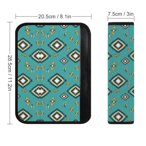 2 Pack Universal Soft and Comfortable Car Seat Straps Shoulder Pads for Kids, All Vehicles, Geometric Tribal Birds Blue Neck Strap Covers, Neck and Shoulder Support - color: Pattern 968