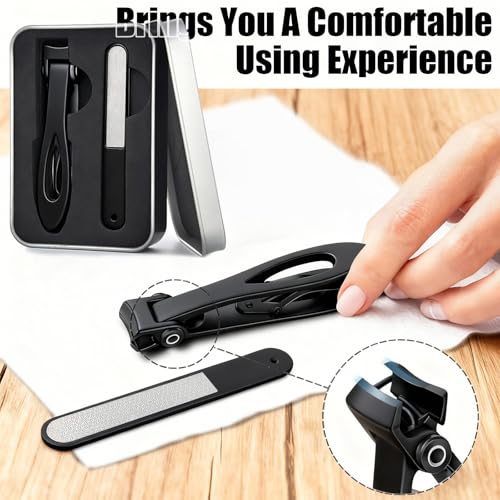 Bestac Heavy Duty Ultra Wide Jaw Nail Clippers Set - Stainless Steel Toenail Clippers for Thick Nails, Seniors, Men & Women - Big Manicure Pedicure Nail Cutter Kit (Black) - color: Black