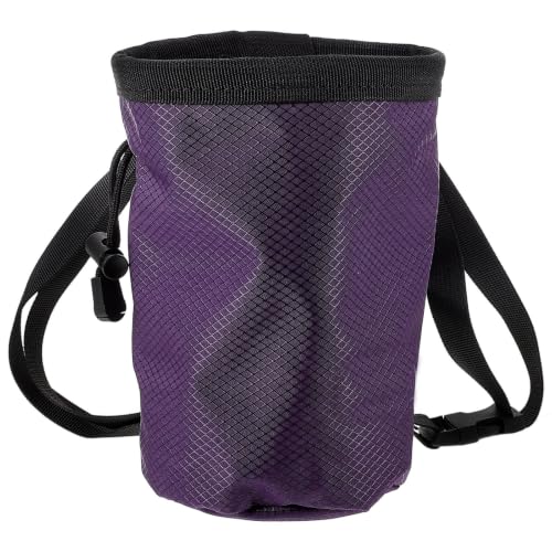 Operitacx Large Capacity Rock Climbing Chalk Bag with User-Friendly and Ergonomic Design, Sturdy Oxford Cloth and Fleece Material for Outdoor Climbing Activities, Stylish Purple Bouldering