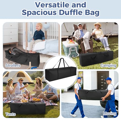 COOLBEBE 56" Sports Duffle Bag - 216L Extra Large Travel Duffel Luggage Bag with Upgrade 2-way Lockable Zippers, Sturdy & Water Resistant Long Duffle Bag for Camping Moving (Black 56inch) - size: 56" x 14" x 17"