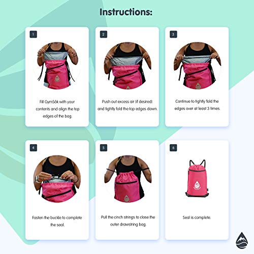 Skog Å Kust GymSak | Patented 2-in-1 Drawstring Cinch Bag with Removable Waterproof Dry Bag | Orange - color: Orange