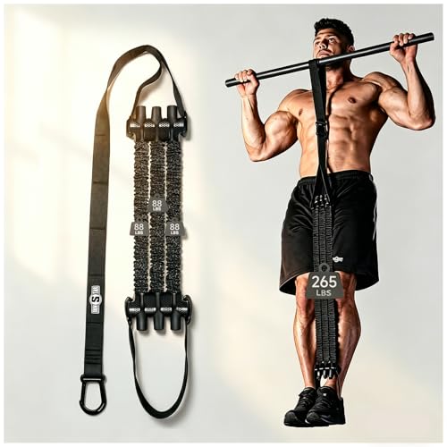 Innstar Pull Up Assistance Bands, Heavy Duty Resistance Band for Pull Up Assist, Adjustable Resistance 165-265lbs with Fabric Feet/Knee Rest, Pull Up Bands Assistance Bands - color: Upgrade Black 265lbs