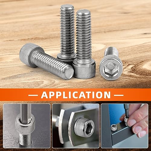 M8-1.25 x 40mm Socket Head Cap Screws Bolts, Allen Socket Drive, Stainless Steel 18-8 (304), Full Thread, Bright Finish, Machine Thread, 20 PCS - size: M8 x 40mm