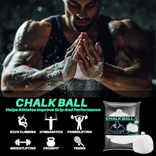 RAINFLOW 2PCS Chalk Balls - Climbing Grip Lifting Chalk for Gymnastics | Gym Chalk, Magnesium Hand Chalk for Weightlifting, Rock Climbing, Bouldering, Lifting, Workout, Gym Bars & Sports Training - style: 2PCS Chalk Ball