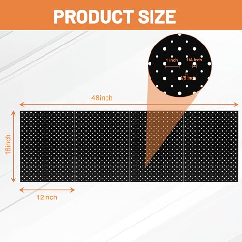 Ultrawall Metal Peg Board Panels with Hooks, Pegboard Wall Tool Organizer for Garage, 74pcs Peg Board with Accessories, 16"X12" - size: 4pack 16"X12"