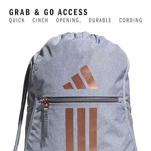 adidas Alliance Sackpack – Drawstring Backpack for Sports, Small Gym Bag, Twill Grey/Rose Gold/Grey/3, OSFA - color: Twill Grey/Rose Gold/Grey/3