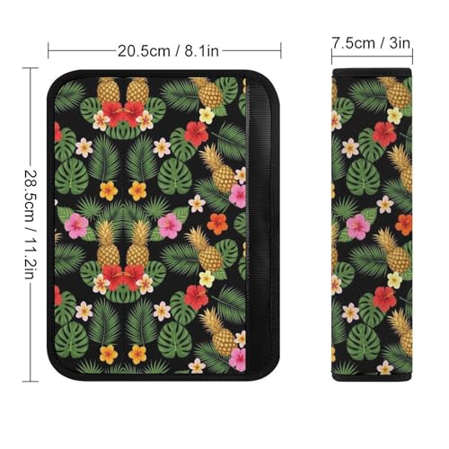 1 Pair Universal Soft And Comfortable Seat Belt Shoulder Pad for Adult Use, Stroller Pushchair High Chair, Palm Leaves Hibiscus Flowers Hawaii Tropical Pineapples Neck Strap Covers, Anti-Slip Pad - color: Pattern 394