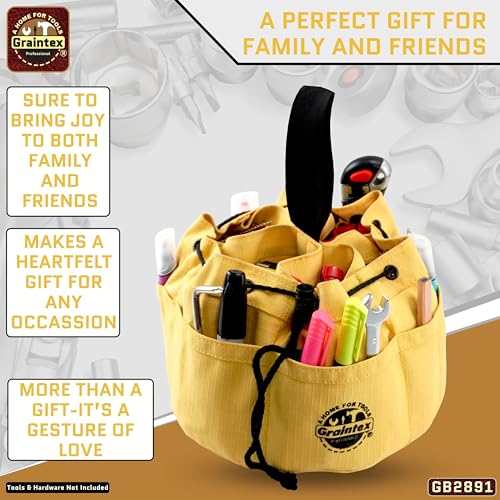 Graintex 18 Pockets Grab Bag Rip-stop Canvas Drawstring Closure, Small Part Organizer Pouch, Small Tools, Screws, Parts, Parachute Tool Bag for Efficient Storage - Yellow - color: Yellow
