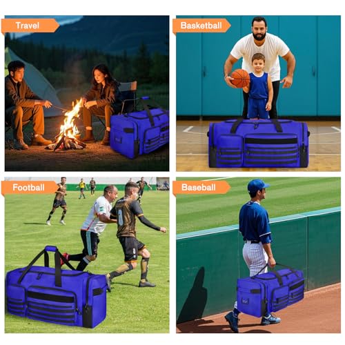 Goloni 130L Heavy Duty Large Duffle Equipment Bag,Catchers Gear Bag with Shoe Compartment,Baseball Duffle Bag - color: Blue