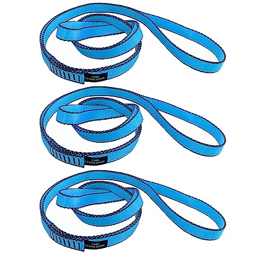 18MM Nylon Climbing Slings Runners 23 kN Strong Webbing Straps for Rock Climbing, Rappelling, Swing, Yoga Hammock etc - color: 3PCS Blue, size: 48inch/120cm
