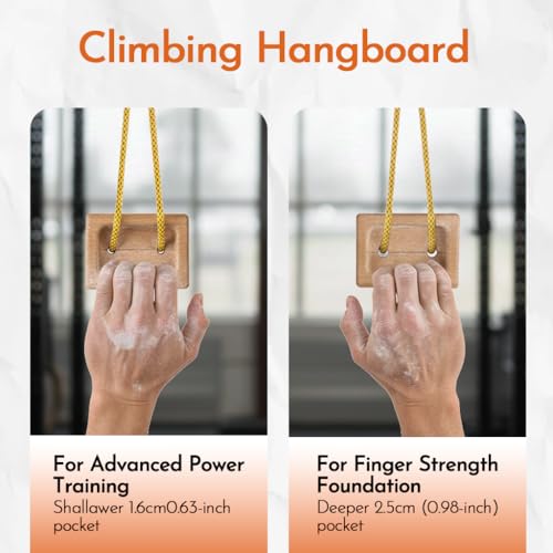 Portable Beech Wood Fingerboard Climbing Hangboard Set – Dual-Pocket Grip Blocks for Finger & Forearm Strength Training – Adjustable Rope and Metal Clips Included - color: 2*Grip Blocks