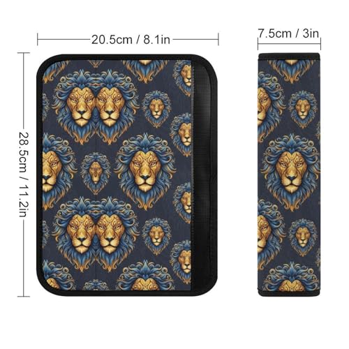Soft Padded Seat Belt Shoulder Pad for Elderly Support, Stroller Pushchair High Chair, 2 Pack Black Gold Lion Animal Print Shoulder Harness Cover Neck and Shoulder Support - color: Pattern 205