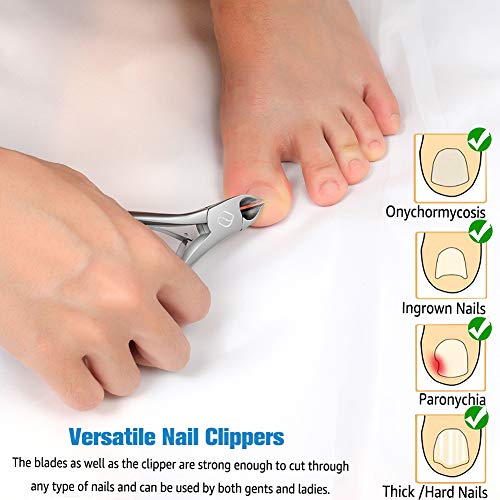 FERYES Toenail Clippers for Ingrown,Thick Toenails, 4R13 Stainless Steel Large Handle Fingernail Clipper,Nail Clipper - Silver - color: Silver