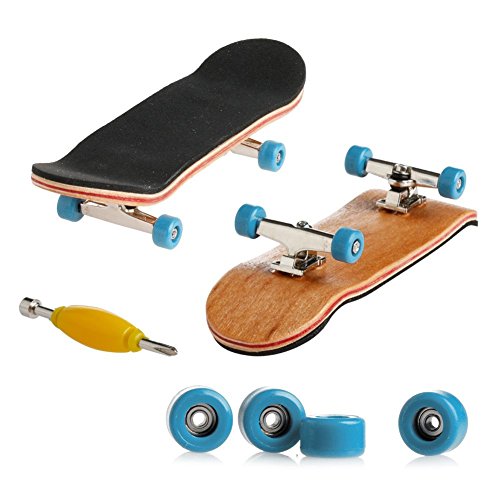Professional Mini Maple Wooden Fingerboards, 1 Pack(Light Blue) | 1Set Finger Skateboards, 5 Layers Maple Panel Mini Skateboards for Fingers, Fingerboard for Kids Brithday Gift - color: Light Blue