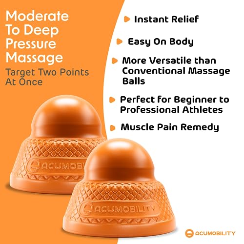 Acumobility Massage Ball Roller 2 Pack - Trigger Point - Massage Balls | Massage Roller Ball, Foot Massage Ball, Physical Therapy Ball - color: Orange
