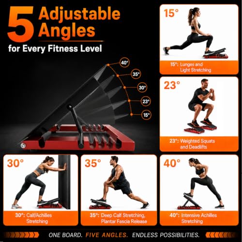 Slant Board for Calf Stretching, Steel Squat Wedge for Home Gym | 2 Pack, 5-Level Height, Adjustable Width, Full Matte Surface, Non Slip, Max 800 lbs, ATG Training, Plantar Fasciitis Relief
