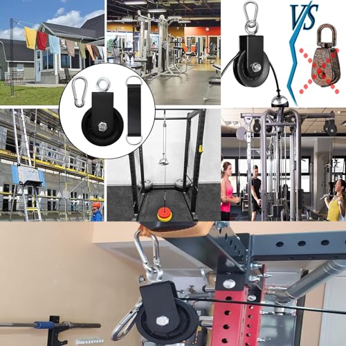 Cable Pulley System for Home Gym, Silent 360° Rotation Nylon Pulley Wheel with Detachable Traction Block LAT Pulldown & Weight Lifting Attachment for Strength Training Workouts - color: 3.54in/90mm Cable Pulley