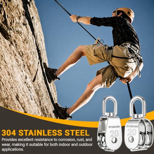 4PCS M20 Heavy Duty Rope Pulley Block | 304 Stainless Steel Heavy Duty Lifting Crane Swivel Hook for Hanging Wire and Crane Operations | 304 Stainless Steel Heavy Duty Lifting Crane Swivel Hook For Hanging Wire and Crane Operations - size: 4P-M20