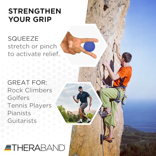 THERABAND Hand Exerciser Ball, X-Large Blue, Firm Resistance for Grip Strengthening, Finger & Hand Therapy, Squeeze Ball for Rehab, Wrist & Forearm Exercise, Latex-Free, Textured Surface - color: Blue - Firm