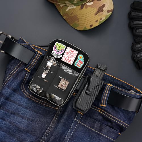 TACTICAL GEEK EDC Compact Waist Pocket Pouch, Multi-Purpose Molle EDC Pouch Gadget Organizer (E2.0-Black Camo) - color: E2.0-Black Camo