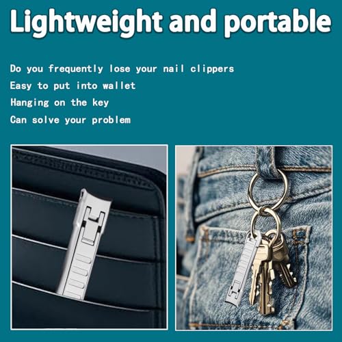 Nail Clippers for Natural Finger Nails Ultra Thin Mini Travel Portable Folding Wide Jaw Cutter with Glass Nail File Curved Trimmer for Fingernail Toenail, with Keychain(X021DB-S) - size: Mini