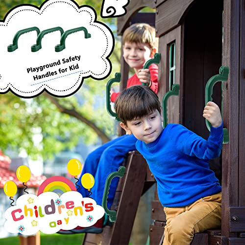 8 Pieces Playground Safety Handles Swing Set Handles Playset Grab Handle for Kids Boys Girls Outdoor Play House Frame Accessories - color: Green